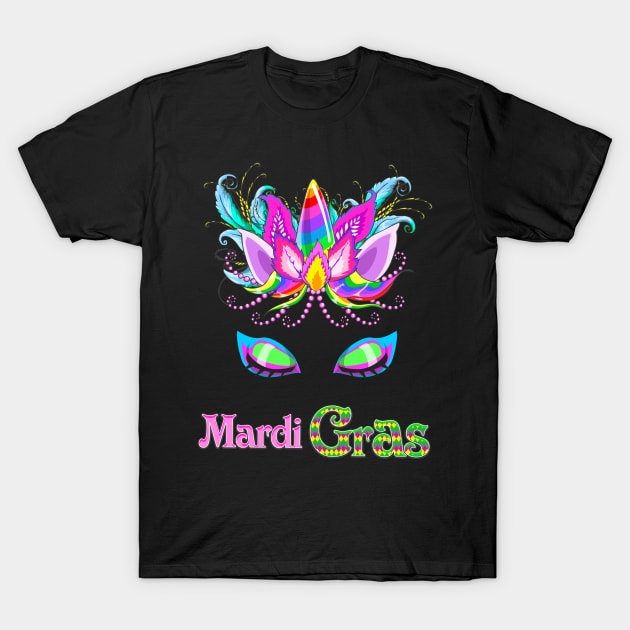 Mardi Gras Unicorn Feather Masque T-Shirt by ScottsRed